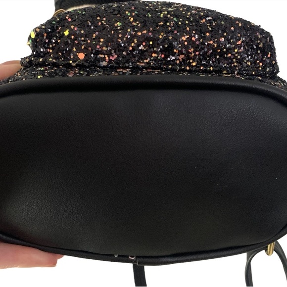 NEW Glitter/Sequin Mouse Ears Adjustable Straps Mini Backpack Black Gold Red - Picture 10 of 10